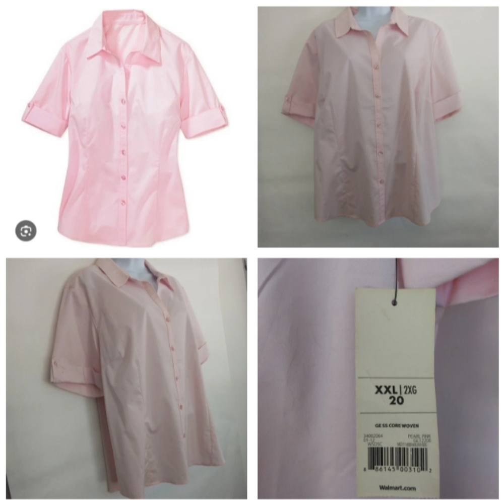 NWT George Button Front Shirt Short Sleeve Adult Womens Size 2X/20